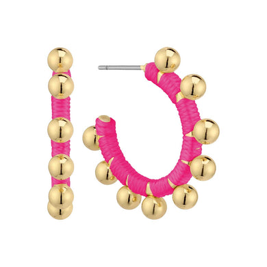 Gold and Pink Stud Hoops