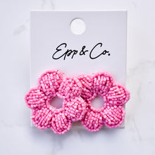 Load image into Gallery viewer, Pink Flower Bead Studs