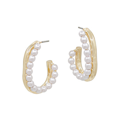 Gold and Pearl Double Hoops