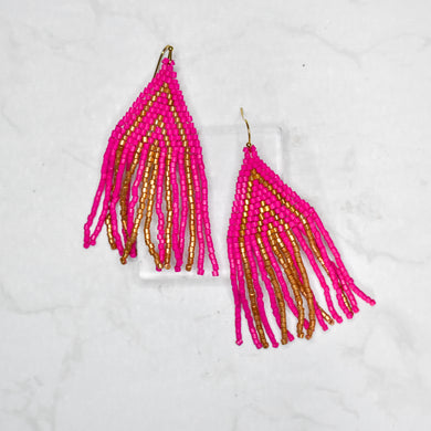 Fuchsia and Gold Beaded Fringes