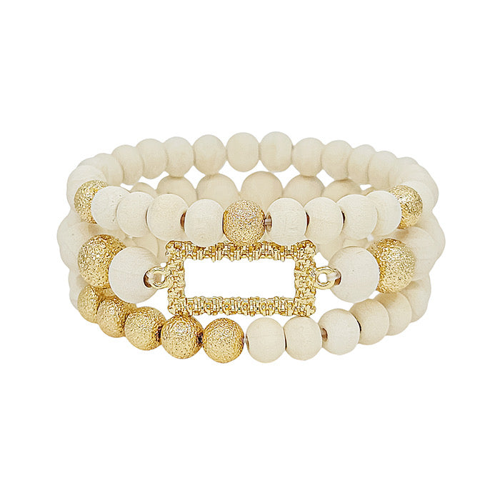 Cream and Gold Bracelet Stack