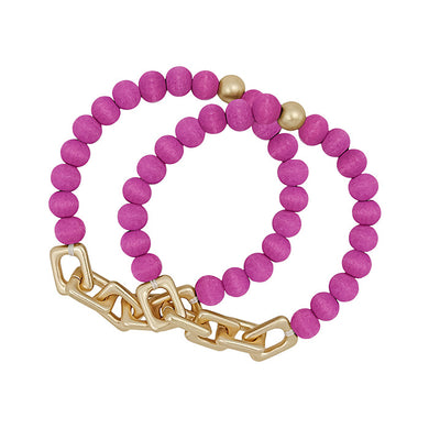 Fuchsia Wood and Gold Stack