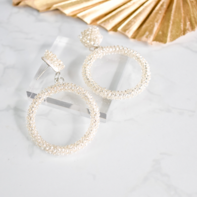 Everyday Silver Beaded Circle Drops