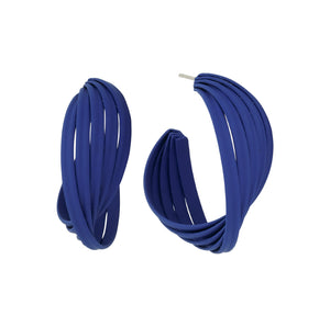 Navy Twisted Hoops