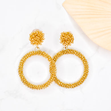 Gold Beaded Circle Drops