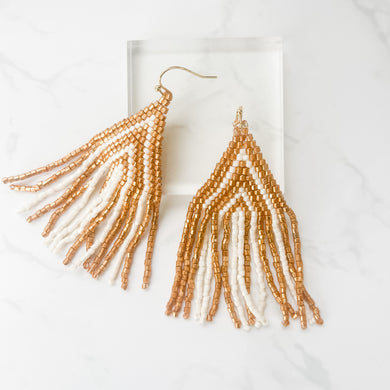 Gold and Cream Beaded Fringes