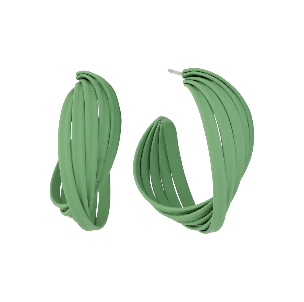 Green Twisted Hoops