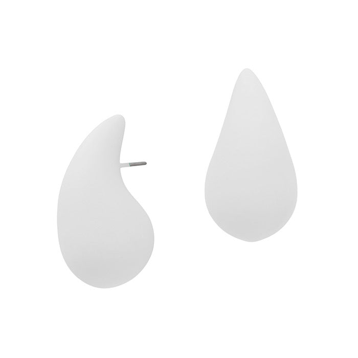 White Teardrop Studs