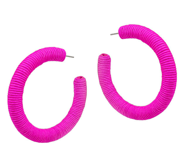 Pink Thread Hoops