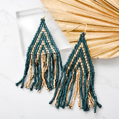 Emerald and Gold Beaded Fringes