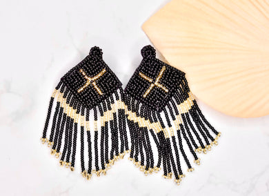 Black and Gold Diamond Fringe